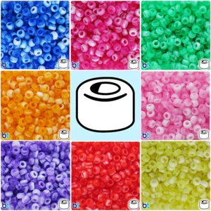 Cuentas de pony de barril BeadTin jaspeadas de 9 mm (300 piezas) - Elección de color - Imagen 1 de 9
