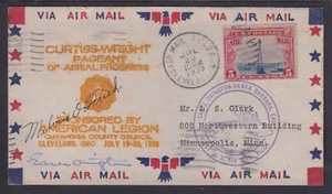 Earle Ovington + 2 Pilots signed 1930 Curtiss-Wright Pageant commemorative cover - Picture 1 of 3
