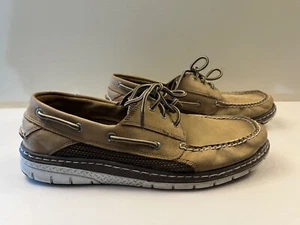 Sperry Top Sider Two Toned Brown Leather Casual Slip on Boat Shoes Men's Size 12 - Picture 1 of 15