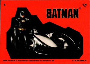 1989 Topps Batman Movie Batmobile STICKER Card #4 B365
