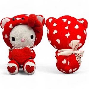 Hello Kitty Plush Rare 2012 Red Valentines Day Bear Costume Stuffed Animal Toy - Picture 1 of 16