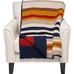 NWT Pendleton 100% WOOL Bridger CASCADE Stripe REVERSIBLE Throw Blanket 54x66 - Picture 1 of 5