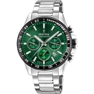 Orologio cronografo Uomo Ragazzo Festina CHRONO F20560/4 acciaio quadrante verde - Immagine 1 di 4
