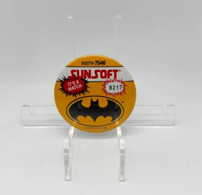 Vintage Batman Video Game Promo Pin Sunsoft 1989 Convention 3" Pinback RARE NES - Image 1 of 4