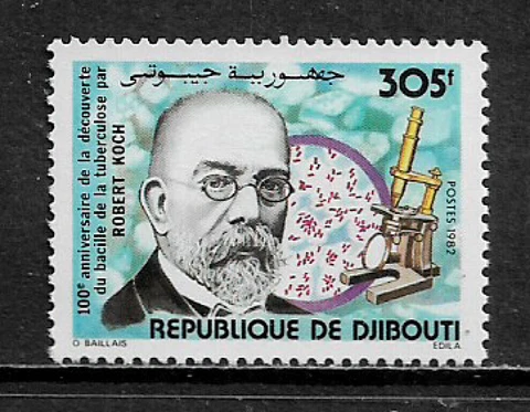 Djibouti #544 MNH Stamp - TB Bacillus, Koch - Slide - Miscroscope Cover