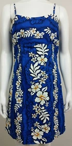 Jade Fashions Damen Kleid Größe M Hawaii Blumen Blau Weiß Ärmellos - Bild 1 von 6