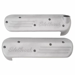 EDELBROCK #4118 LS SERIES COIL COVERS IN SATIN FINISH 3-3/8" OVERALL HEIGHT - Picture 1 of 2