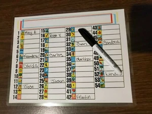 1 LAMINATED RIFAS ONLINE LOTERIA BINGO CHALUPA RAFFLE SHEET 1 Dry Erase Marker - Picture 1 of 4