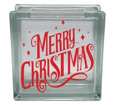 Merry Christmas Star Vinyl Decal Sticker for 8" glass block Foto 1 de 4