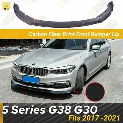 Fit BMW G38 G30 5 Series 2019-22 Carbon Fiber Style Front Bumper Lip Spoiler - Image 1 of 4