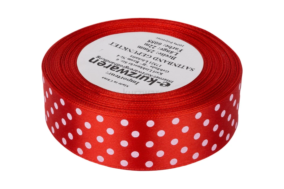 5m oder 22m Satinband 12/25/38/mm SATINBAND mit Punkten Dekoband  Gepunktet DEKO - Bild 1 von 1