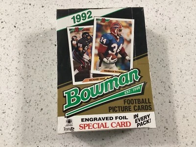 1992 BOWMAN FOOTBALL UNOPENED HOBBY WAX BOX (36 PACKS) SMITH/SANDERS GOLD FOIL! - Image 1 of 4