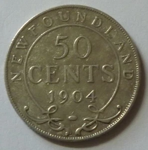 1904 CANADA NEWFOUNDLAND - 50 CENTS / HALF DOLLAR - EDWARD VIII - .925 SILVER - Picture 1 of 5