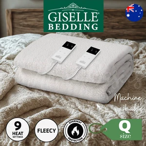 Giselle Fully Fitted Electric Blanket Heated Fleece Winter Underlay Queen Washab - Picture 1 of 8