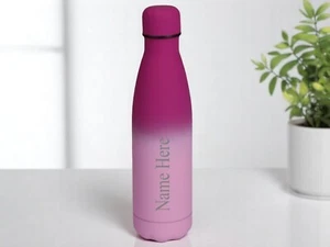 Personalised Pink Gradient Any Name 500ml Insulated Water Bottle 13 Colours - Picture 1 of 16