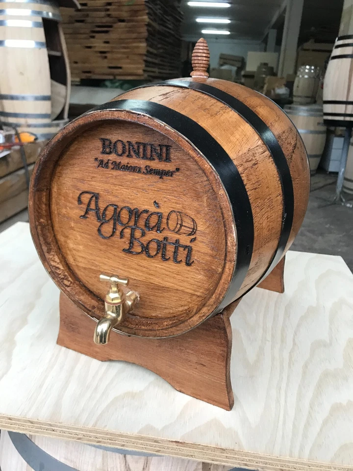 Botte in ROVERE 20 Litri con Rubinetto OTTONE e LOGO a Fuoco Personalizzato - Bild 1 von 1