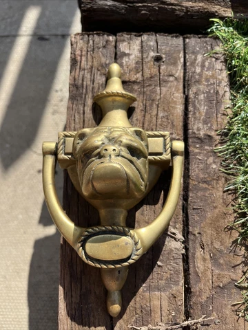 Vintage Brass Door Knocker Bulldog Design Cover