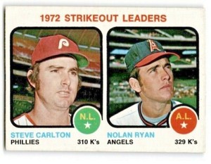 1973 Topps #67 1972 Strikeout Leaders Steve Carlton & Nolan Ryan NICE CARD