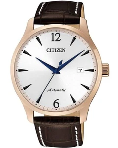 Citizen Automatik Roségold blauer Zeiger silbernes Zifferblatt Uhr NJ0113-10A - Bild 1 von 4