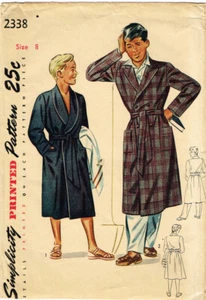 1940s Vintage Simplicity Sewing Pattern 2338 Uncut Little Boys Robe Size 8 26 B - Picture 1 of 4