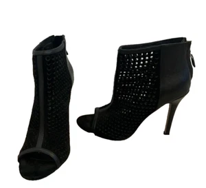 REBECCA Minkoff Women’s Black Leather Bootie Heels Size 7 ORIGINALLY $295 - Picture 1 of 8