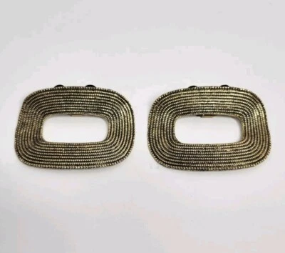 Vintage MUSI Shoe Buckle Clips Estate Pre-Owned Gold Tone Brass Pair - Image 1 of 4