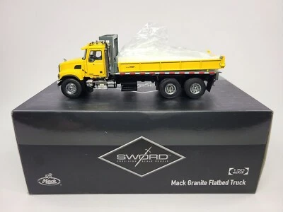 Mack Granite Flatbed Truck - Yellow Sword 1:50 Scale Diecast Model #SW2102-Y New - Image 1 of 4