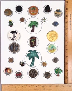 Card of 25 Antique to Modern BUTTONS, Assorted TREES, Various Materials & Styles - Picture 1 of 3