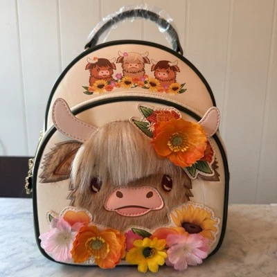 Highland Cow Floral Mini Backpack - BoxLunch Exclusive (In Hand, Next Day Ship) - Image 1 of 4
