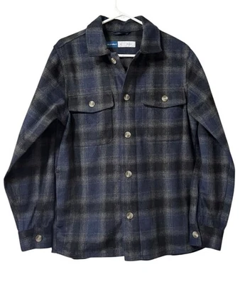 Antigua Camisa Chaqueta Azul Marino Hombres Talla Pequeña Franela Informal Abotonada Country Calce Regular Foto 1 de 4