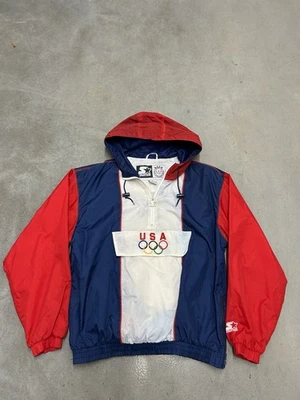 Chaqueta cortavientos vintage 1996 Starter Atlanta Olympic Team USA Eagle con cremallera M Foto 1 de 4