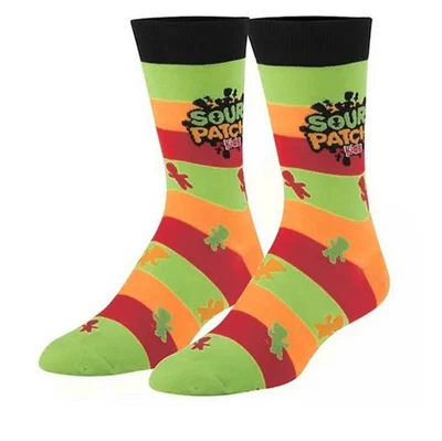 酸贴儿童船员疯狂袜男式女式绿色红色独特 — 第 1/4 张图片