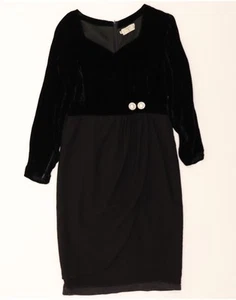 VALENTINO Womens Long Sleeve Sheath Dress IT 44 Medium Black Cupro BB05 - Picture 1 of 3