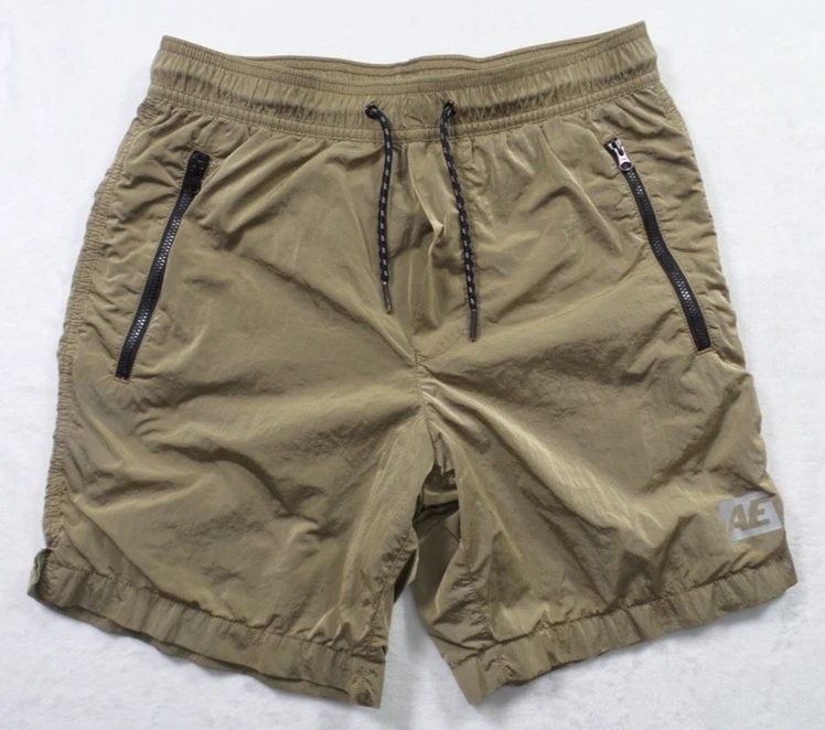 Pantalones Cortos American Eagle Para Hombre Extra Pequeños Marrón Nylon Cordón Bolsillos con Cremallera Foto 1 de 4