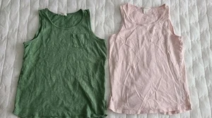 Lot Of 2 J.crew Crewcuts Cotton Tank Tops Girls 8 Olive Pink - Picture 1 of 6