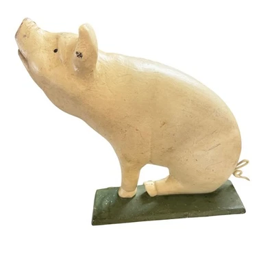 Vintage Pig Statue Doorstop Sculpture Figurine Farmhouse Decor Animal Cream - Image 1 of 4