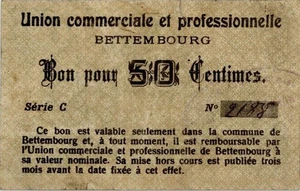 Luxembourg Bettembourg 50 Centimes Emergency Municipal Banknote 1918 - Picture 1 of 2