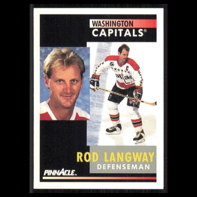 Rod Langway #195 1991 Pinnacle Washington Capitals Hockey Card NHL NM - Image 1 of 3