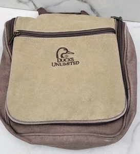 Ducks Unlimited Travel Toiletry Bag Mesh Pockets Zippered Canvas Tan - Picture 1 of 17