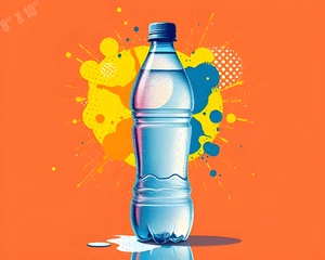 Water Bottle With Splash Effect Pop Art 8X10 Print - Picture 1 of 1
