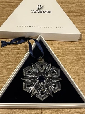 Cristal Swarovski 1999 anual copo de nieve adorno de vacaciones de Navidad en caja original Foto 1 de 2