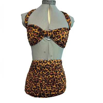 Traje de baño bikini vintage de 2 piezas con estampado animal Jantzens para mujer nuevo con etiquetas raro Foto 1 de 4