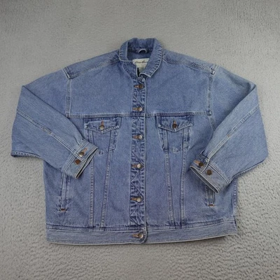 Chaqueta de Colección Eddie Bauer Para Mujer XL Azul Denim Jean Camionero Abotonada Clásica Foto 1 de 4