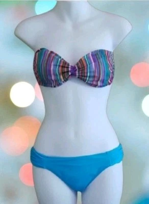 Conjunto de bikini bandeau estampado colorido para mujer Victoria's Secret EC Foto 1 de 4