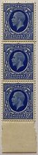 British Stamps 1934 - George V 2 1/2d Blue Solid Background Block Of 3