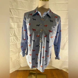 Talbots blau Hund Silhouette Knopfleiste Oberteil - Bild 1 von 5