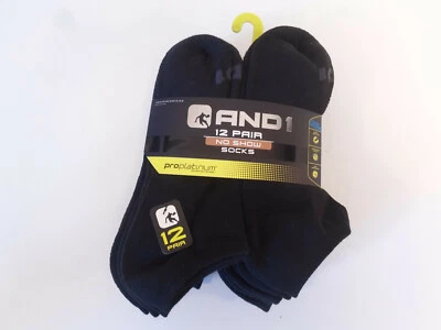 AND1 Negro 12 Pares ProPlatinum No Show Calcetines Arco Compresión Proplatino Foto 1 de 2