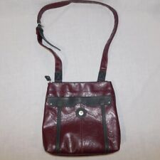 Mouflon Urban Womens Burgundy Wine / Black Leather Crossbody Bag Purse
