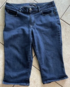 Lee Womens 12 Jeans Capri Curvy Fit Modern Series Stretch Blue Pockets Plus - Picture 1 of 12