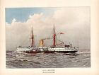 Stampa antica COLOSSUS nave cannoniera vela e vapore 1892 Old antique print ship